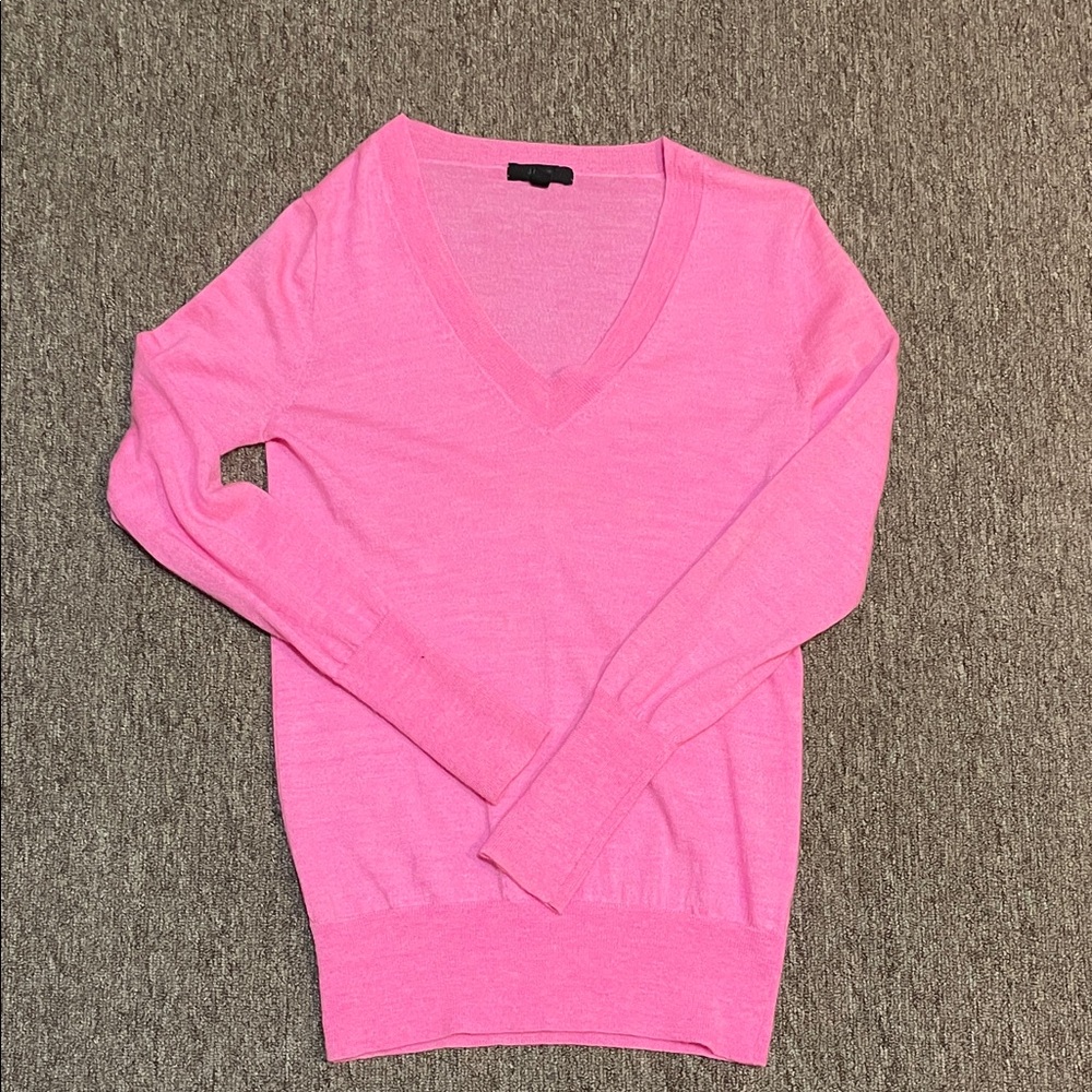 J. Crew Bright Pink V-Neck Sweater